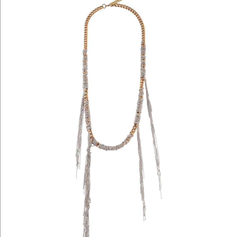 NICOLE ROMANO rose gold link chain fringe necklace